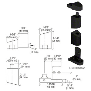 CRL Black Left Hand 0P400 Top and Bottom Pivot Set