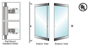 CRL-Blumcraft® Brushed Stainless Right Hand Double Acting Rail Mount Cylinder/Thumbturn "Z" Exterior Top and Bottom Secured Deadbolt Handle