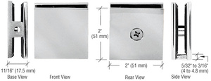 CRL Polished Nickel Square Style Hole-in-Glass Fixed Panel U-Clamp