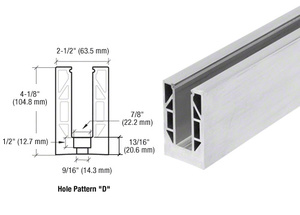 CRL 8B Series Mill Aluminum 120" Square Base Shoe Drilled for 1/2" Glass