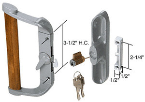 CRL Aluminum/Wood Hook-Style Surface Mount Handle 3-1/2" Screw Holes - Keyed