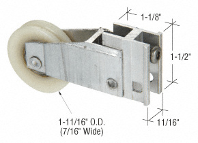 CRL 1-11/16" Nylon Sliding Glass Door Roller with 11/16" Wide Housing for Daryl & Plaza Doors