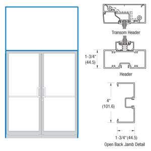 CRL-U.S. Aluminum Bronze Black Anodized Double Door 75-1/2" x 126" 400 Series Transom Frame for Offset Pivots Using Surface Mount Closers