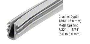 CRL Gray Glazing Vinyl 15/64" Channel Depth 7/32" to 15/64" Metal Opening - 100' Roll