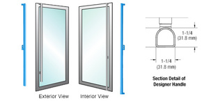 CRL-Blumcraft® Powder Coated Right Hand Aluminum/Wood Door Mount 'FS' Exterior Designer Series Dummy Handle