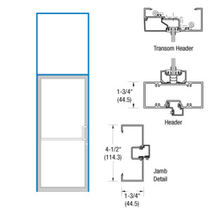 CRL-U.S. Aluminum Clear Anodized Right Hand Transom Frame Open Back for Single Door Prepped for Pair Butt Hinges