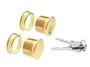 CRL Polished Brass Keyed Cylinder and Dummy Combo