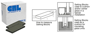 CRL 3/8" x 1" x 2" Neoprene Setting Blocks - 80 Durometer