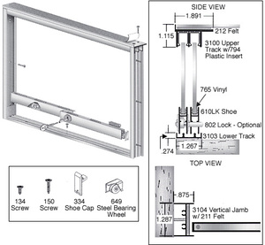 CRL Brite Anodized Wood End Showcase Track Assembly With Flat Rear Track