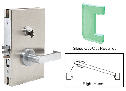 CRL Brushed Stainless 6" x 10" RH Center Lock with Deadlatch in Office Function