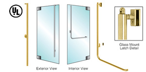 CRL-Blumcraft® Polished Brass Left Hand Reverse Glass Mount Keyed Access "FS" Exterior, Top Securing Panic Handle