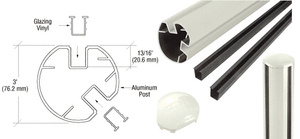 CRL Oyster White AWS 3" Diameter Round 135 Degree 36" Post Kit