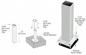 CRL Metallic Silver ARS Surface Mount Stanchion