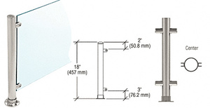 CRL Brushed Stainless 18" High 1-1/2" Round PP45 Contemporary Series Straight Front Counter/Partition Center Post