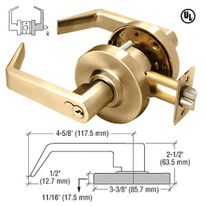 CRL Heavy-Duty Polished Brass Grade 2 Lever Locksets Storeroom - 7-Pin SFIC