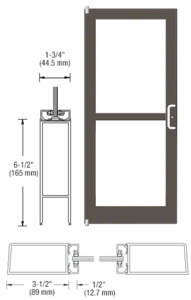 CRL-U.S. Aluminum Bronze Black Anodized Single Door 36" x 84" 400 Medium Stile Right Side Latch Butt Hinged With Rim Panic Exit Device for Surface Mount Closer