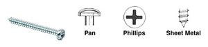 CRL 8 x 5/8" Pan Head Phillips Sheet Metal Screws