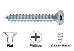 CRL 8 x 1-1/4" Flat Head Phillips Sheet Metal Screws