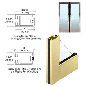 CRL 3" Satin Brass Narrow Stile Clad Full Framed Door