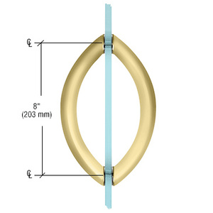 CRL Satin Brass 8" Crescent Style Back-to-Back Pull Handles Without Metal Washers