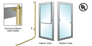 CRL-Blumcraft® Satin Brass Right Hand Reverse Aluminum Door Mount Retainer Plate "Z" Exterior, Top Securing Panic Handle