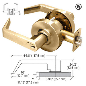 CRL Polished Brass Heavy-Duty Grade 2 Lever Locksets Entrance - 7-Pin SFIC