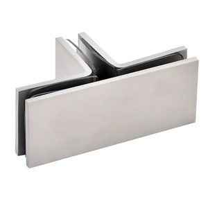 CRL Brushed Nickel Square 90 Degree Glass-to-Glass T-Juntion Clamp