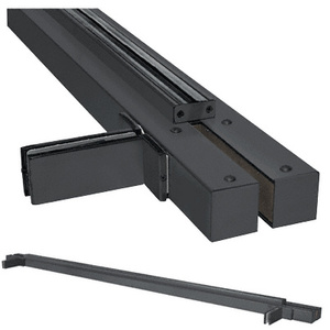 CRL Black Powder Coated Custom Size Double Door Floating Header With Fin Brackets for 1/2" Glass