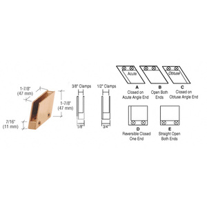 CRL Polished Brass 1/2" 128 Degree Slant Obtuse End Clamp Type 'C' Stair and Walkway Railings