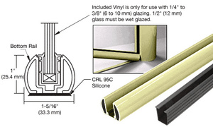 CRL Mill Aluminum AWS 60" Bottom Rail Kit with Rigid Glazing Vinyl