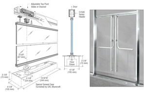 CRL-Blumcraft® Polished Stainless 1301 Entry Door 1/2" Glass with Overhead Closer with Mag Lock