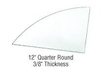 CRL 12" Quarter Round 3/8" Clear Tempered Glass Shelf - 5/Pk