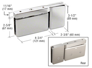 CRL Polished Chrome Top or Bottom Mount Senior Prima Pivot Hinge with Attached U-Clamp