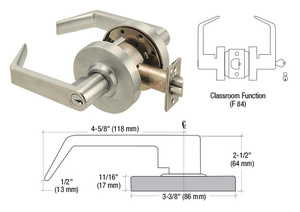 CRL Brushed Nickel Grade 1 Classroom Lever Locksets - Schlage® 6-Pin