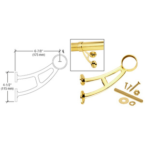 CRL Polished Brass Bar Foot Railing Bracket for 2 Tubing