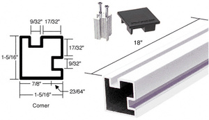 CRL Buffed Brite Anodized 18" Corner Aluminum Counter Post