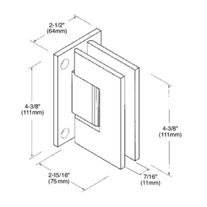 CRL Polished Chrome Victoria Series Wall Mount Full Back Plate Hinge