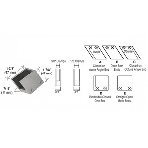 CRL Brushed Nickel 1/2" 52 Degree Slant Acute End Clamp Type "A" Stair and Walkway Railings