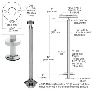 CRL Brushed Stainless 36" CRS Stainless Steel 90º Corner Post Kit