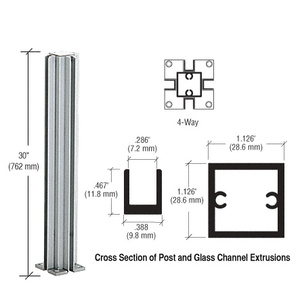 CRL Satin Anodized 30" 4-Way Design Series Partition Post