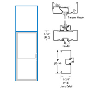 CRL-U.S. Aluminum Clear Anodized Open Back Transom Frame for Single Right Hand Door Prepped for Pair Butt Hung Surface Mount