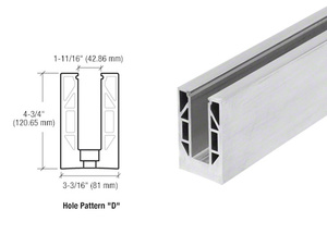 CRL 9BL Series Mill 118-1/8" Square Base Shoe Drilled for 27/32" Glass