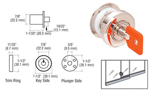 CRL Keymatic Sliding Glass Door Plunger Lock