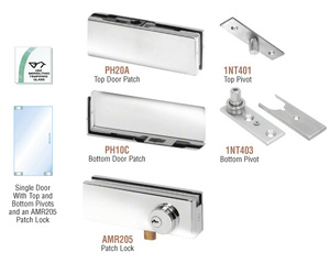 CRL Polished Stainless North American Patch Door Kit - With Lock