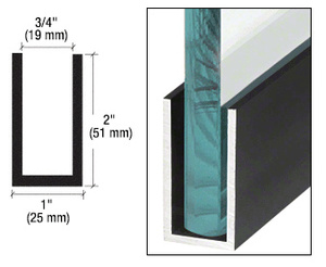 CRL Black Powder Coat Wet Glaze 2" Deep U-Channel 120" Stock Length