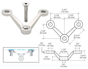 CRL Polished Stainless Double Arm Spider Fitting 'V' Post Mount