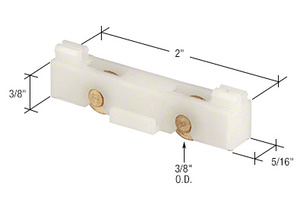 CRL 3/8" Flat Edge Tandem Brass Window Roller with 2" Wide Housing