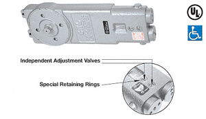 CRL Diamond Style Spindle 8.5 Lb. Exterior 105º Hold Open Retrofit Overhead Concealed Closer Body Only