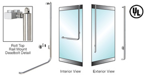 CRL-Blumcraft® Brushed Stainless Right Hand Reverse Rail Mount Keyed Access 'L' Exterior Top Securing Roll Top Deadbolt Handle