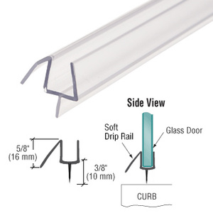 CRL Clear Co-Extruded 36" Bottom Wipe with Soft Drip Rail for 3/8" Glass- 10/Box